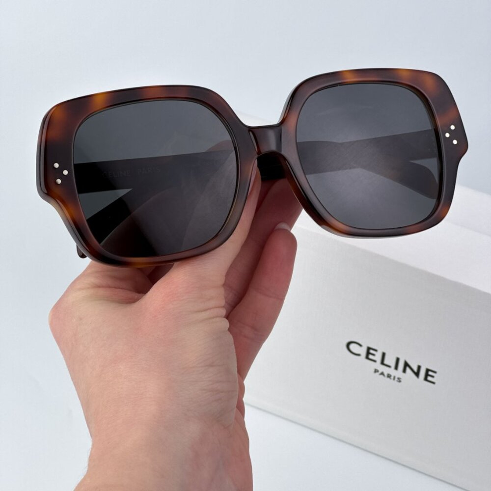 Celine 3 DOTS Women BRAND NEW Sunglasses Havana Smoke Geometric CL40241F 53A